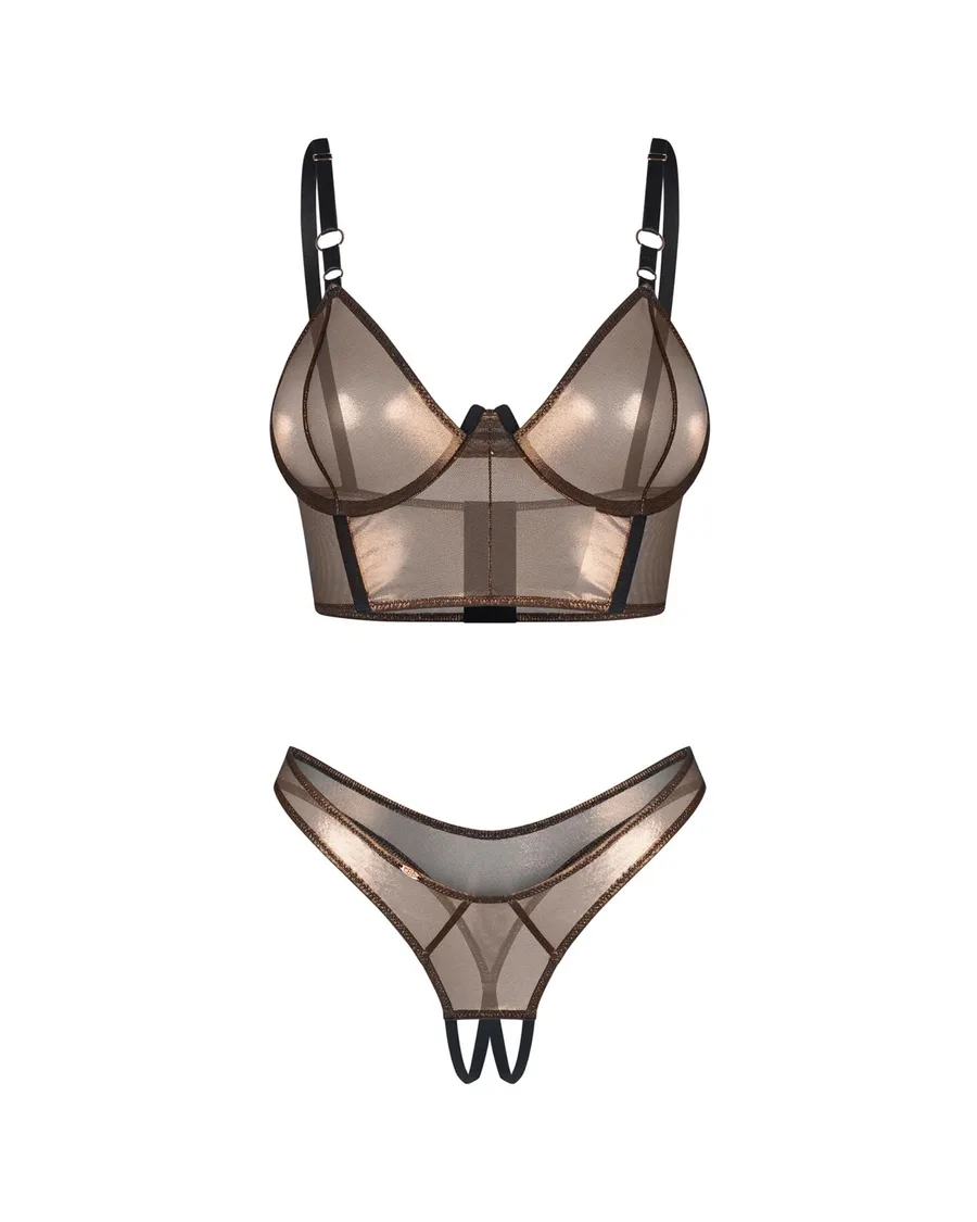 Комплект Obsessive Soranna top & crotchless thong 2XL/3XL