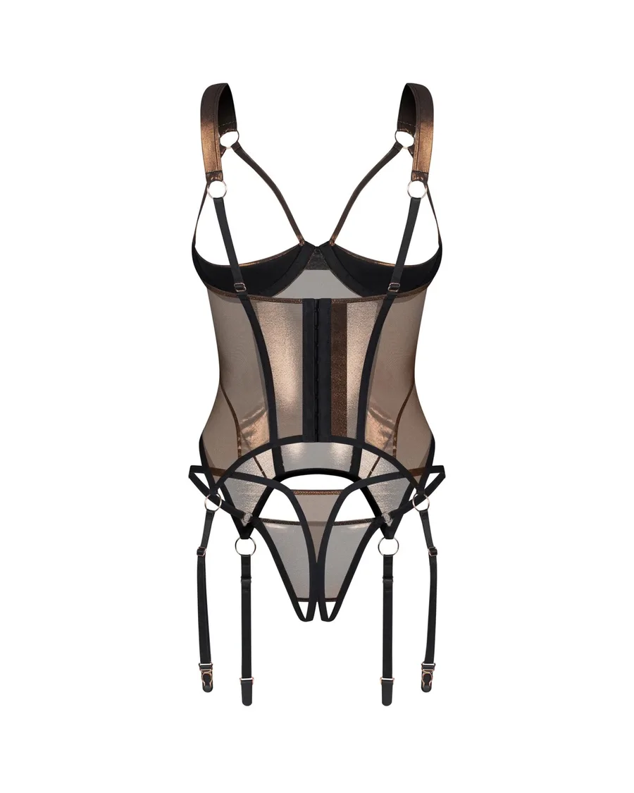 Корсет Obsessive Soranna cupless corset & crotchless thong S/M