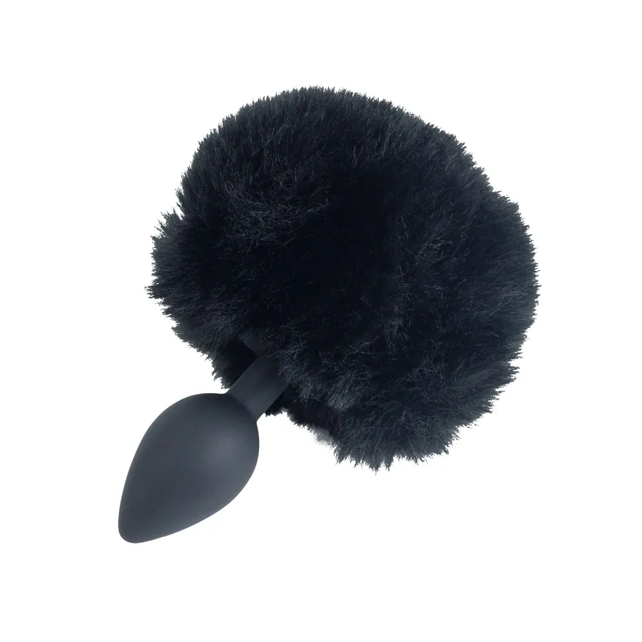 Анальная пробка с хвостом Punishment - Bunny Tail Silicone Anal Plug - Black