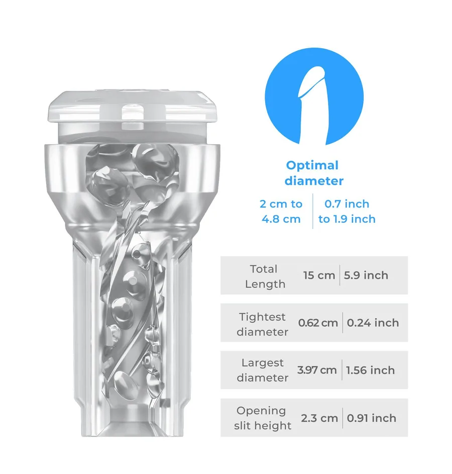 Мастурбатор Kiiroo Feel Pocket Crystal, совместим с интерактивной насадкой PowerBlow