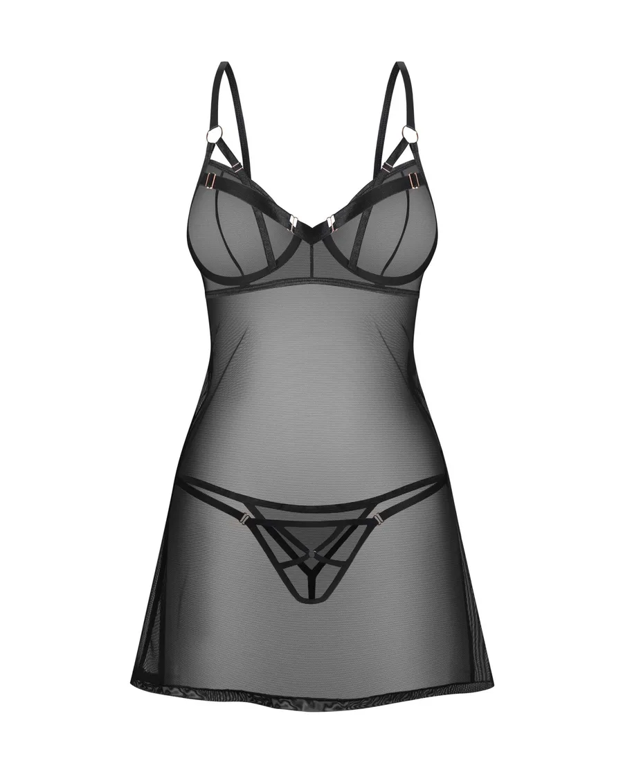 Сорочка Obsessive Euridia chemise & tanga XS/S