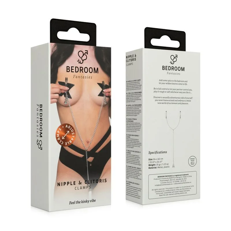 Затискачі для сосків та клітора Bedroom Fantasies: Nipple and Clitoris Clamps - Silver