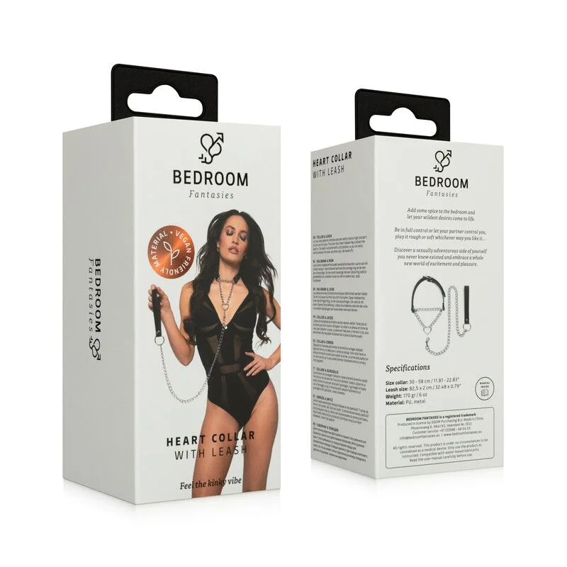 Нашийник з повідцем Bedroom Fantasies: Collar with Chain - Silver