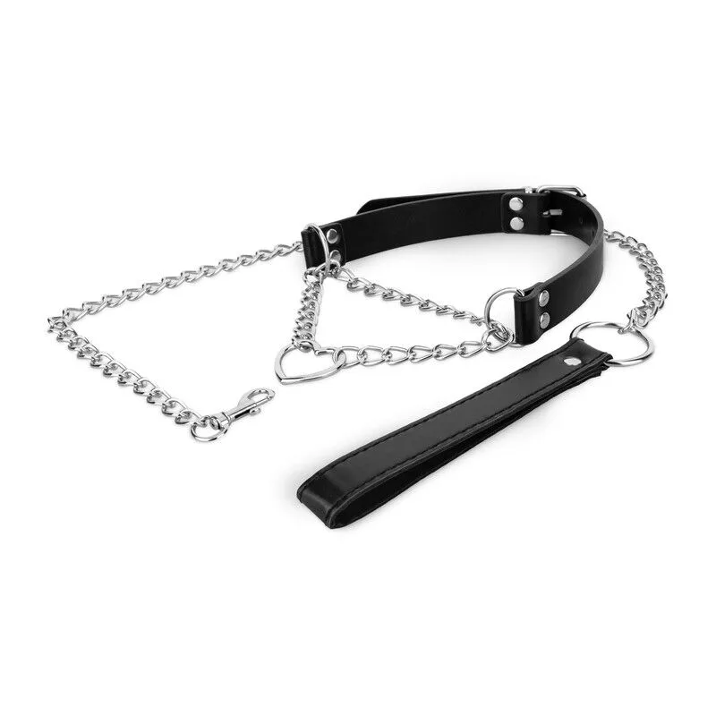 Нашийник з повідцем Bedroom Fantasies: Collar with Chain - Silver