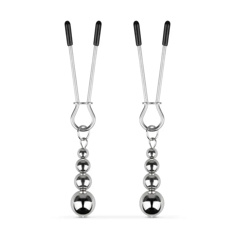Зажимы для сосков Bedroom Fantasies: Nipple Clamps with Beaded Chain - Silver