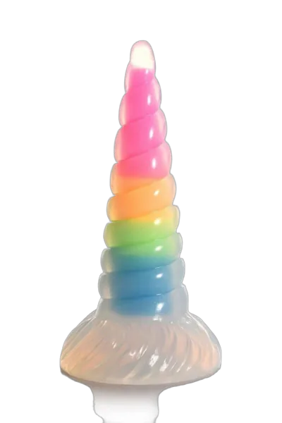 Фэнтезийный фаллоимитатор Creature Cocks Luminescent Rainbow Silicone Dildo, светится в темноте, 19,6 см
