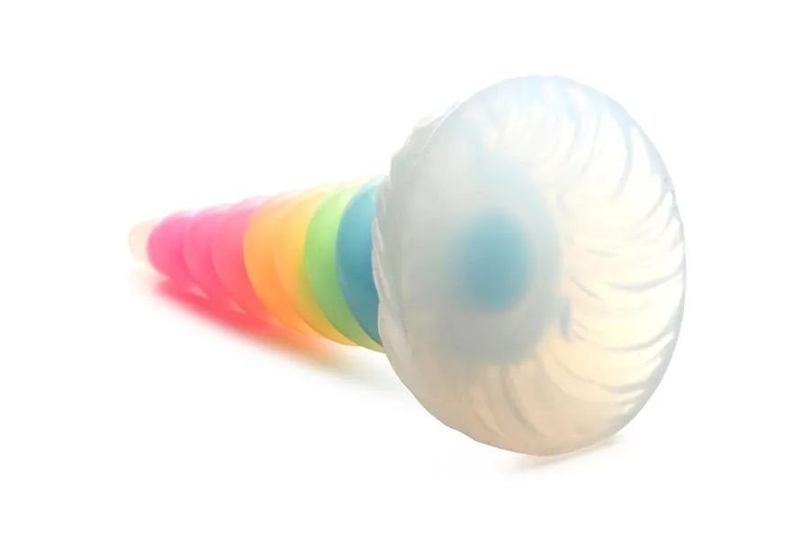 Фентезійний фалоімітатор Creature Cocks Luminescent Rainbow Silicone Dildo, світиться в темряві, 19,6 см