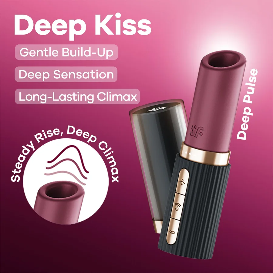 Вакуумний стимулятор Satisfyer Deep Kiss, магнітна технологія 3D Air Pulse, 30 режимів, кришечка