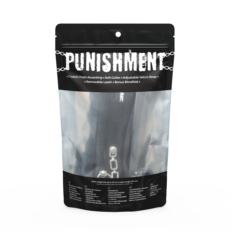 Нашийник із повідцем Punishment - Crystal Collar & Leash - Black