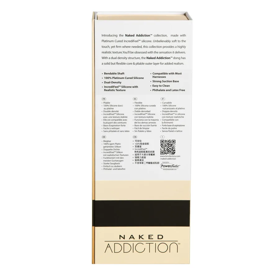 Фалоімітатор Naked Addiction — 9″ Silicone Dual Density Bendable Dildo Vanilla, віброкуля в подаруно