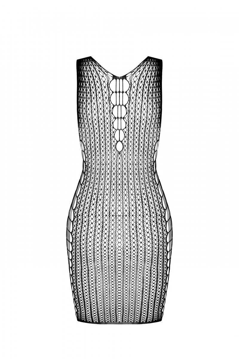 Мини-платье с вертикальным узором Passion BS097 One Size, white, плетение по бокам