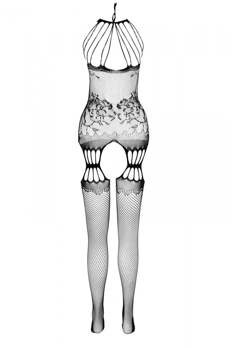 Бодистокинг с множеством бретелей Passion BS095 One Size, white, имитация пояса и чулок, с доступом