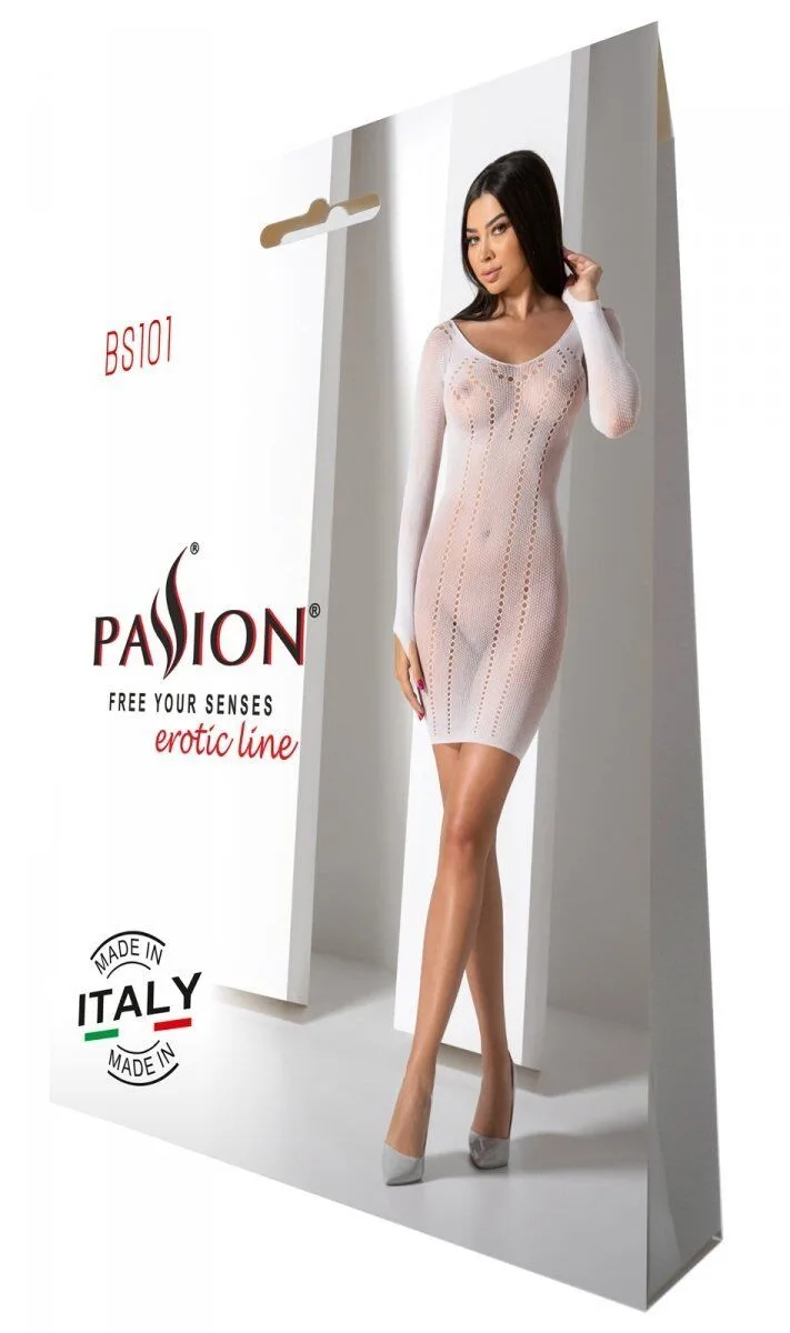Напівпрозора мінісукня Passion BS101 One Size, white, рукава-мітенки