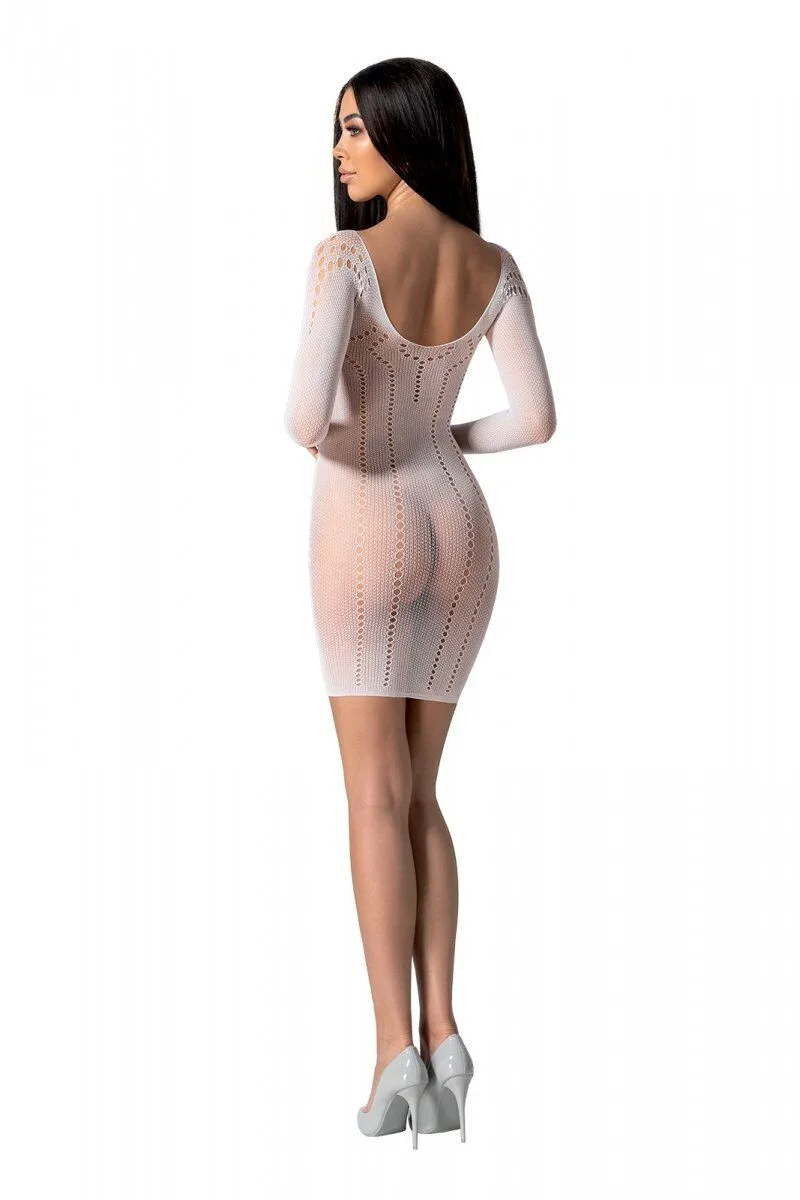 Напівпрозора мінісукня Passion BS101 One Size, white, рукава-мітенки