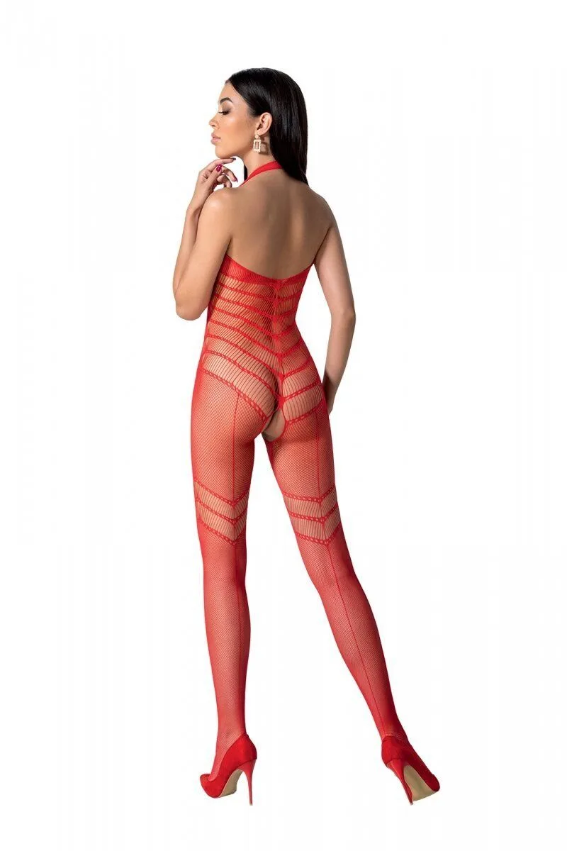 Бодистокинг с плетением на животике Passion BS100 One Size, red, декоративный шов, с доступом