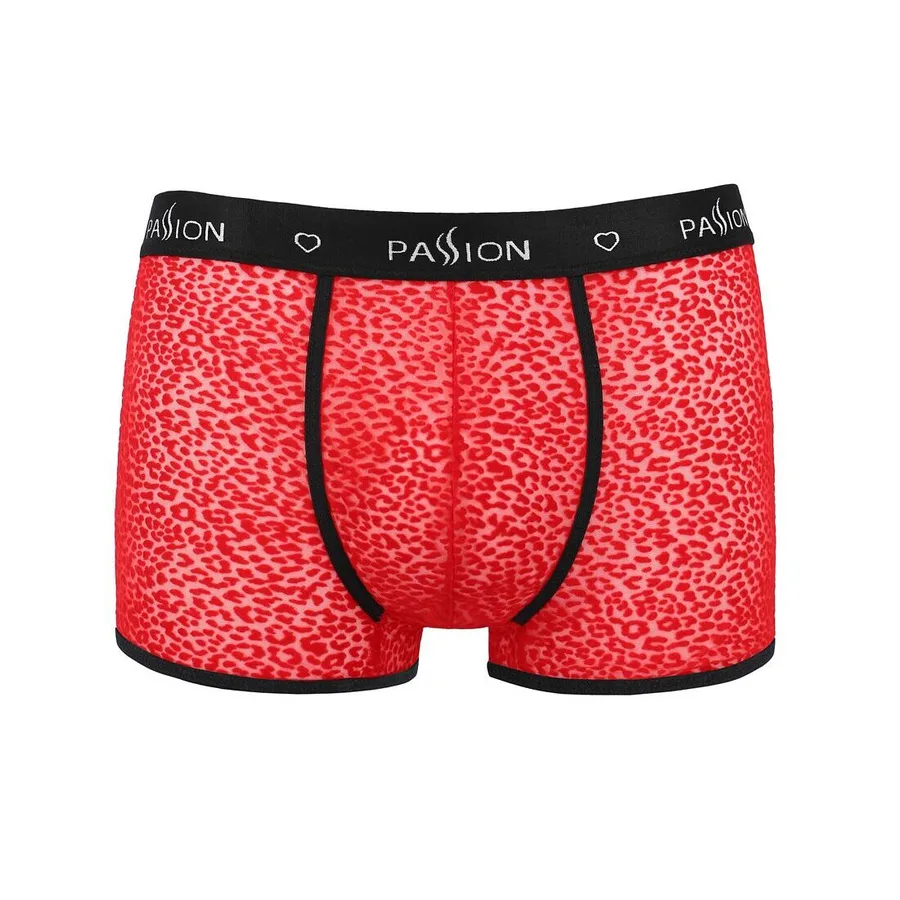 Мужские прозрачные боксеры Passion 046 SHORT PARKER L/XL Red, сетка, под леопард