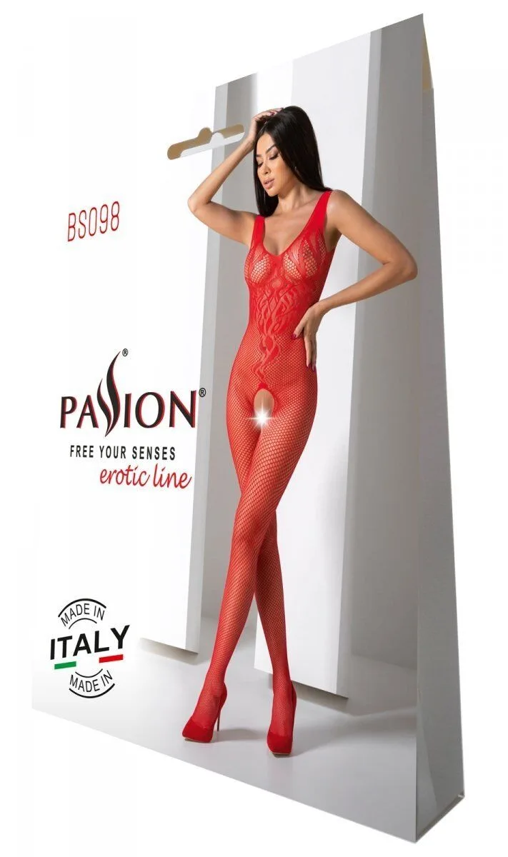 Бодистокинг с крыльями Passion BS098 One Size, red, средняя сетка, открытый доступ