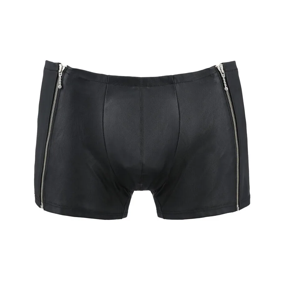 Мужские кожаные боксеры с молниями Passion 049 SHORT MATT XXL/XXXL Black
