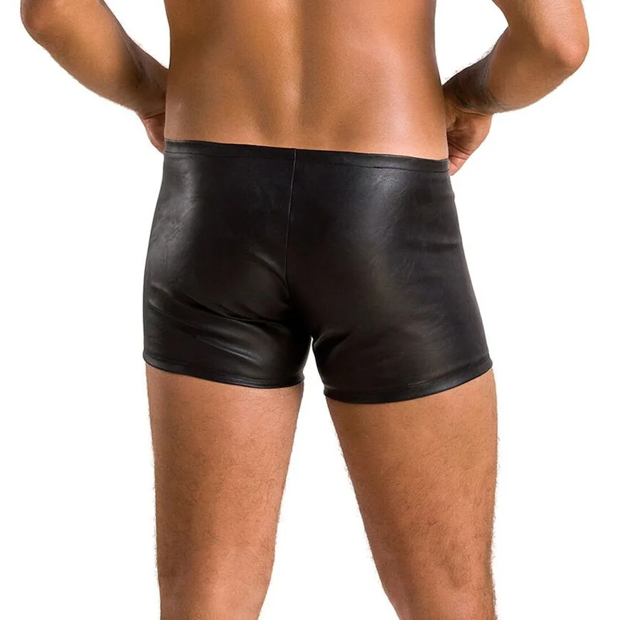 Мужские кожаные боксеры с молниями Passion 049 SHORT MATT L/XL Black