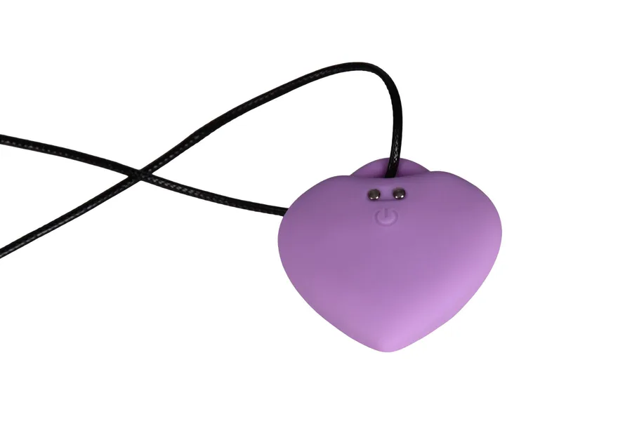 Мини-вибратор «Сердечко» FairyGasm PleasureStone violet, 9 режимов, на шнурке