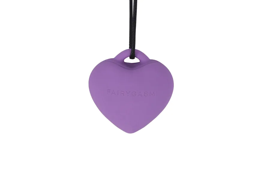 Мини-вибратор «Сердечко» FairyGasm PleasureStone violet, 9 режимов, на шнурке