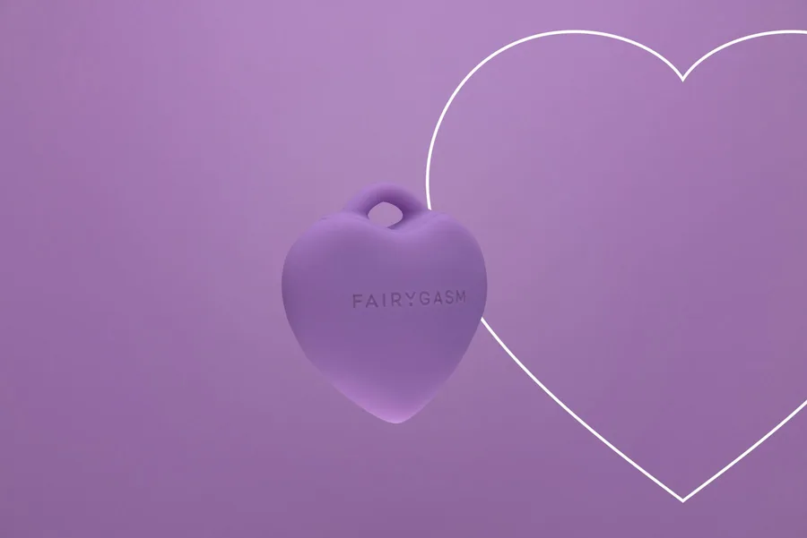 Мини-вибратор «Сердечко» FairyGasm PleasureStone violet, 9 режимов, на шнурке