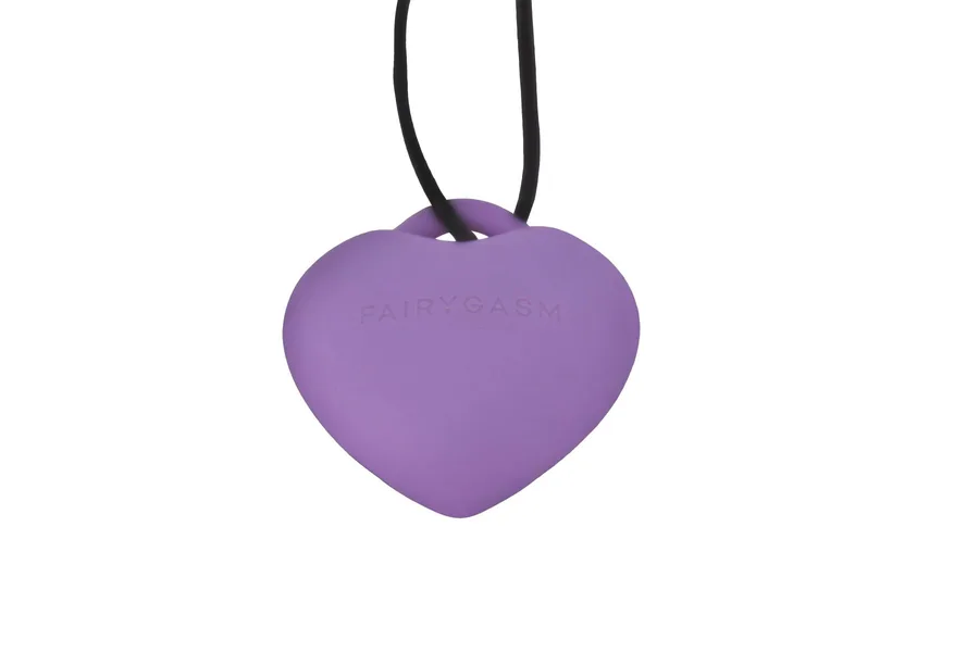 Мини-вибратор «Сердечко» FairyGasm PleasureStone violet, 9 режимов, на шнурке