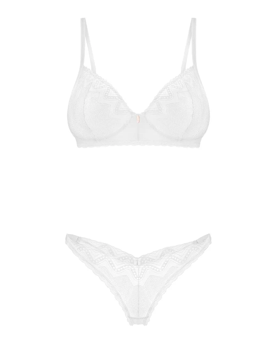 Комплект Obsessive Alissium 2-pcs set, XL/2XL, кружево, лиф с мягкой чашкой, трусики танга