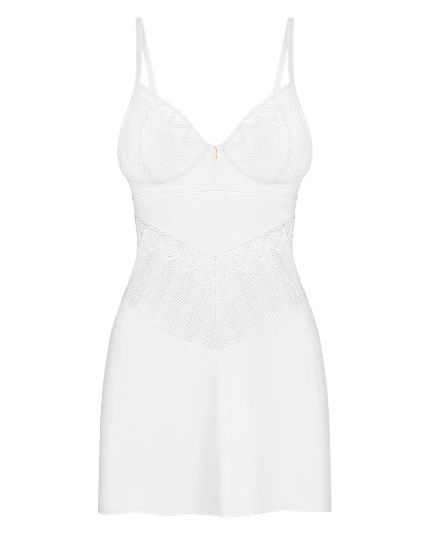 Пеньюар Obsessive Alissium chemise & thong, XS/S, кружевной лиф, стринги в комплекте