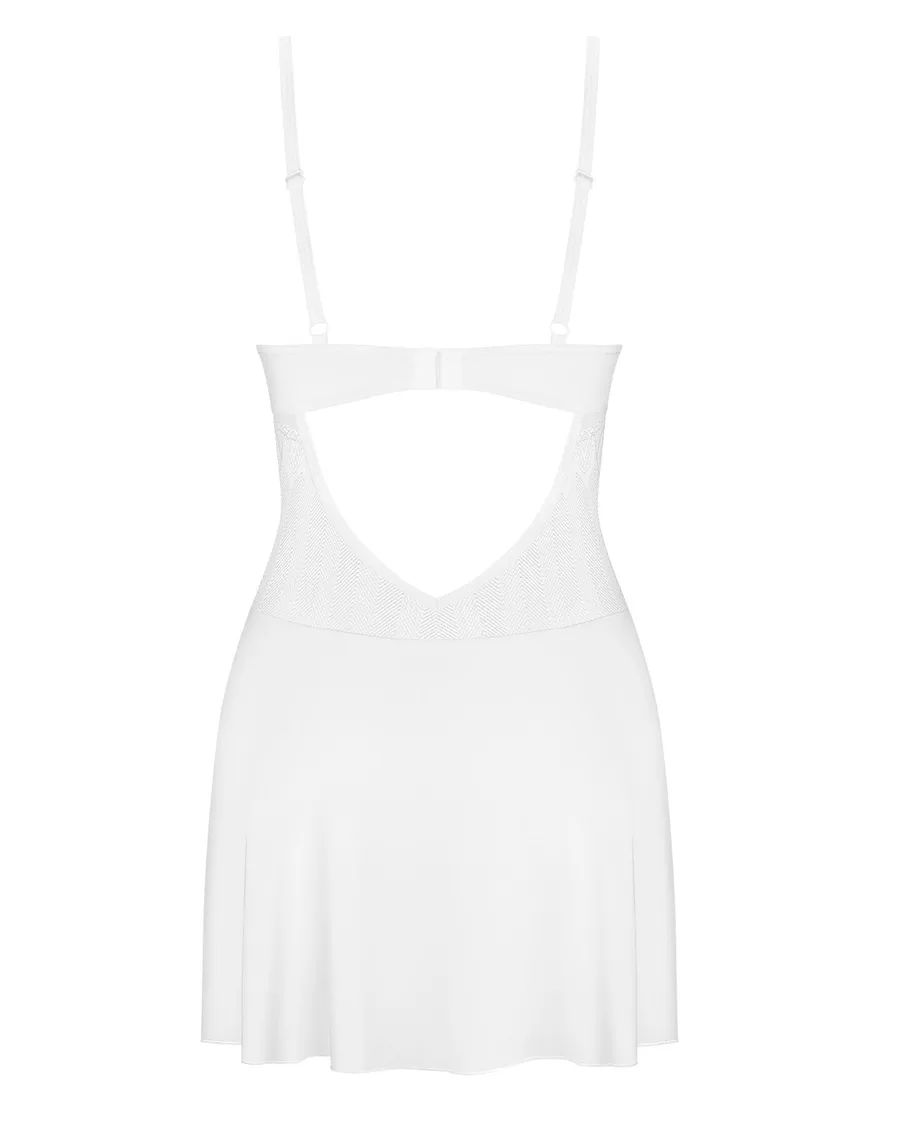 Пеньюар Obsessive Alissium chemise & thong, M/L, кружевной лиф, стринги в комплекте