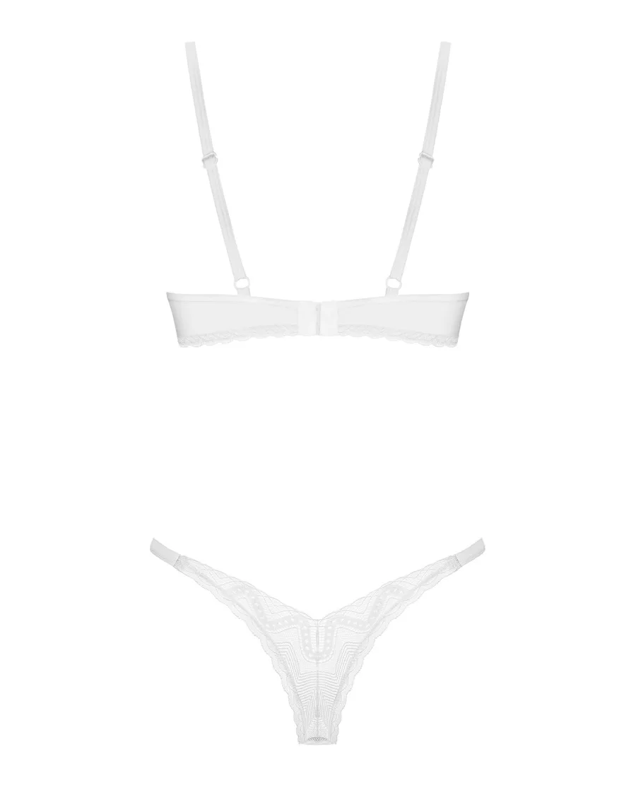 Комплект Obsessive Alissium 2-pcs set, XS/S, мереживо, ліф з м’якою чашкою, трусики танга