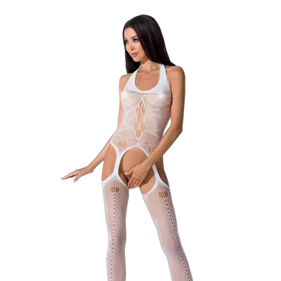 Бодістокінг Passion BS059 white, комбінезон, імітація панчох