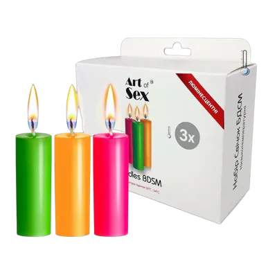 Набір воскових свічок Art of Sex size S 10 см (3 шт), низькотемпературні, люмінісцентні
