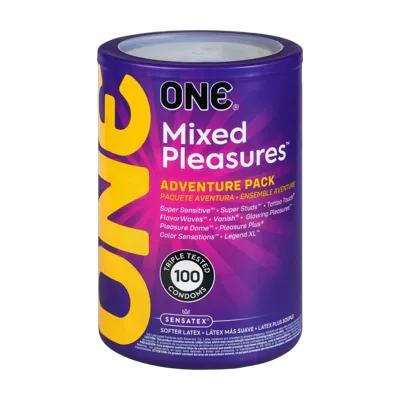 Набір презервативів ONE Mixed Pleasures, 100 шт, 10 видів, паковання-тубус