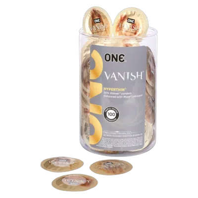 Набір презервативів ONE Vanish Hyperthin, 100 шт, ультратонкі, зі змазкою, паковання-тубус