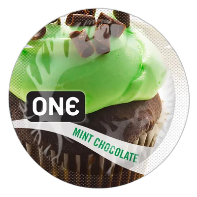 Ароматизований презерватив ONE FlavorWaves Mint Chocolate, 1 шт, зелений, запах м’ятного шоколаду