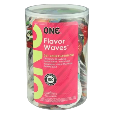 Набір ароматизованих презервативів ONE FlavorWaves, 100 шт, 6 ароматів, 6 кольорів, паковання-тубус