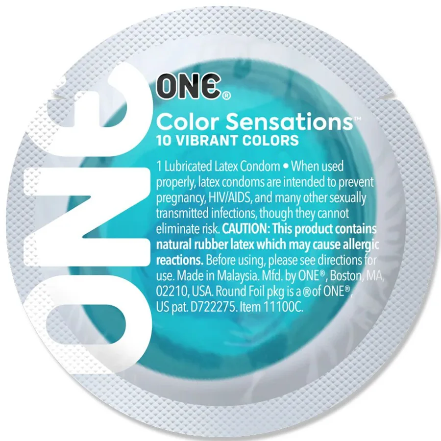 Презерватив ONE Color Sensations Catch the perfect ONE, 1 шт, бірюзовий, гладенький, зі змазкою