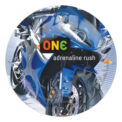 Презерватив ONE Color Sensations ONE adrenaline rush, 1 шт, синій, гладенький, зі змазкою