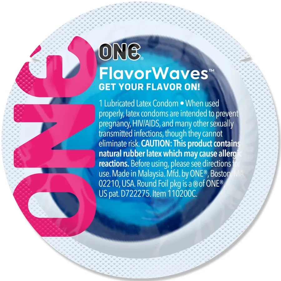Презерватив ONE Color Sensations ONE adrenaline rush, 1 шт, синій, гладенький, зі змазкою