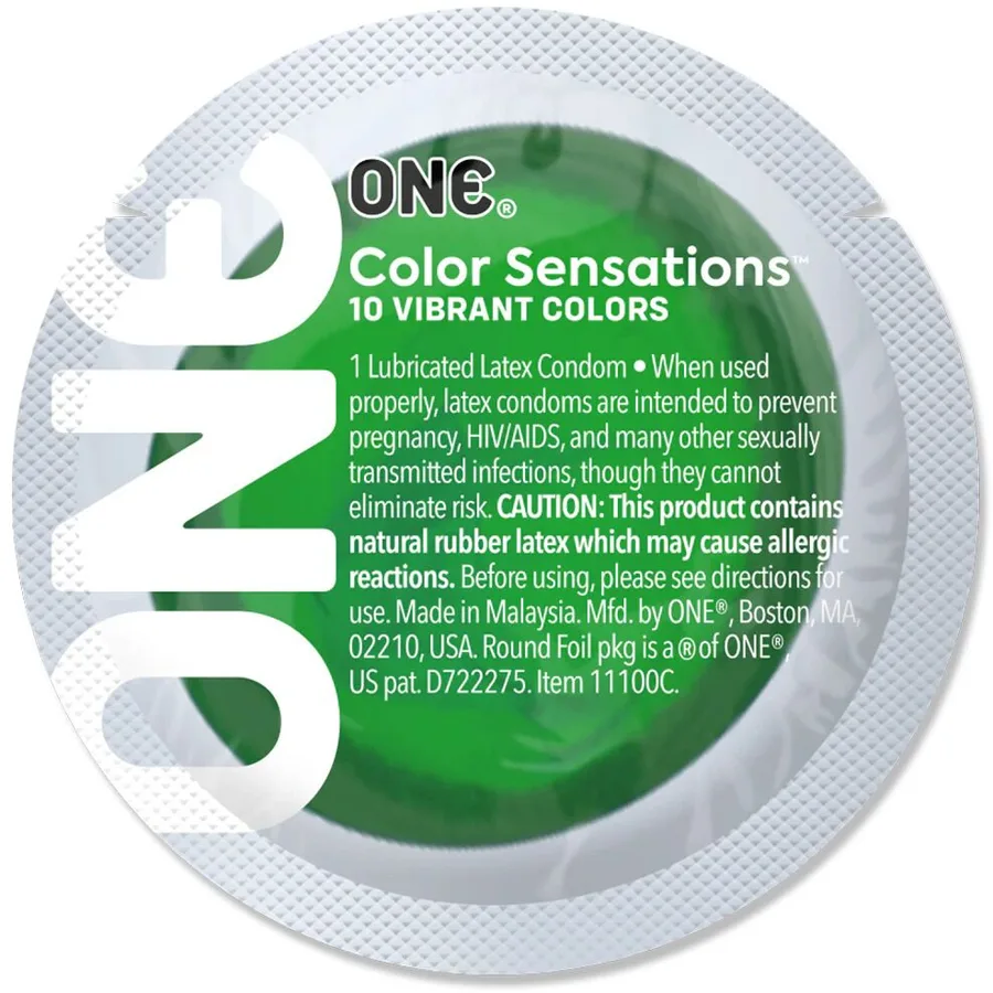 Презерватив ONE Color Sensations ONE with nature, 1 шт, зелений, гладенький, зі змазкою