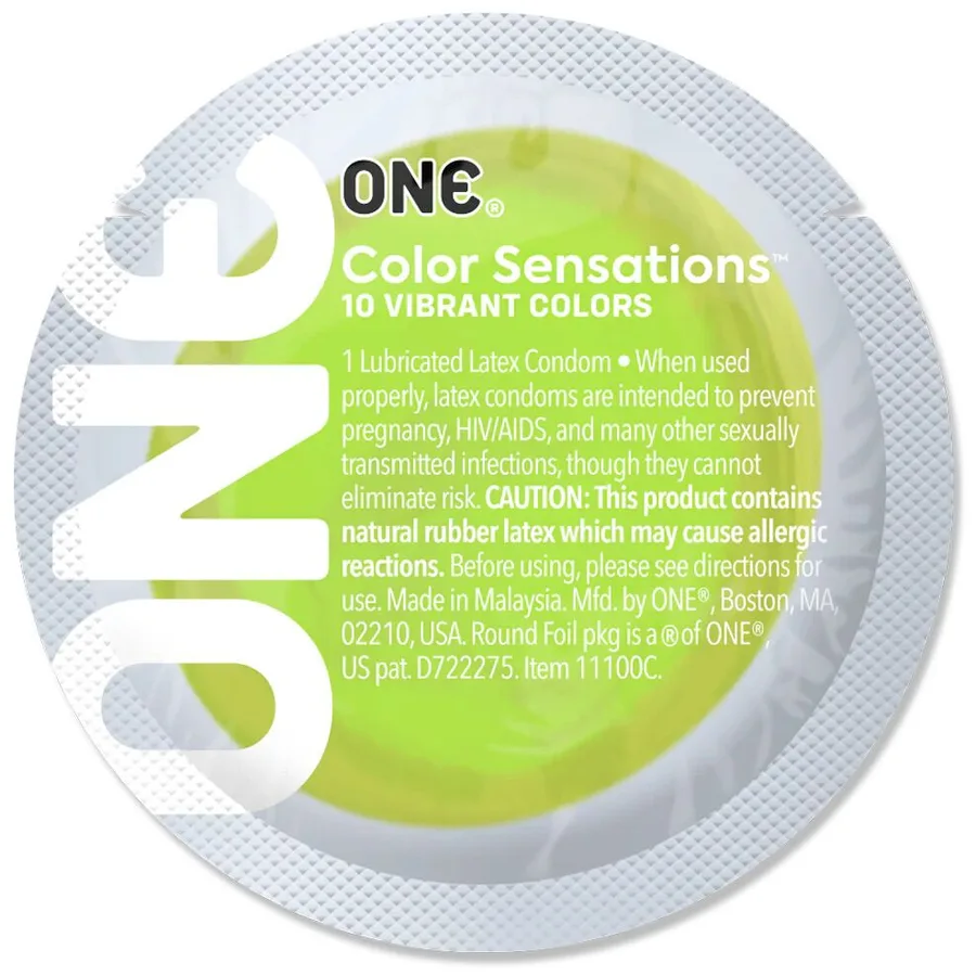 Презерватив ONE Color Sensations Roll ONE on, 1 шт, салатовий, гладенький, зі змазкою