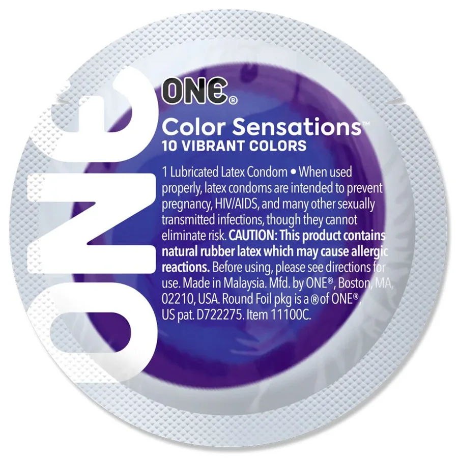 Презерватив ONE Color Sensations Struck by ONE, 1 шт, лавандово-бузковий, гладенький, зі змазкою