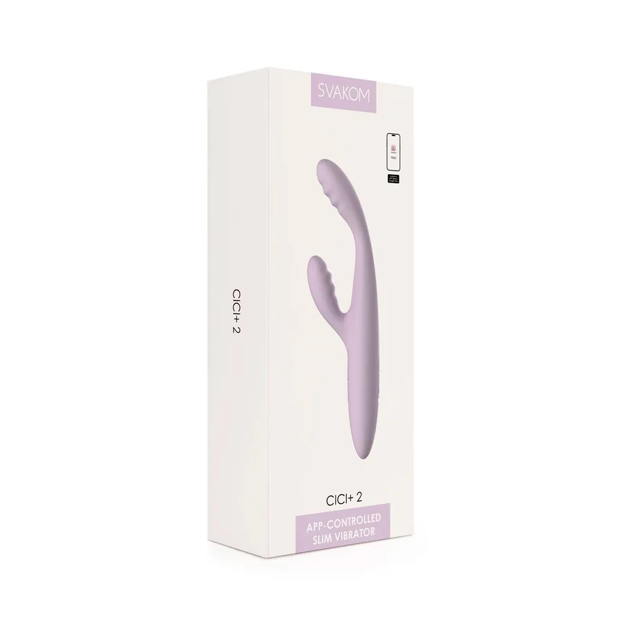 Тонкий кролик-вібратор Svakom Cici+ 2 Lilac, керування зі смартфона, підігрів до 38 °C