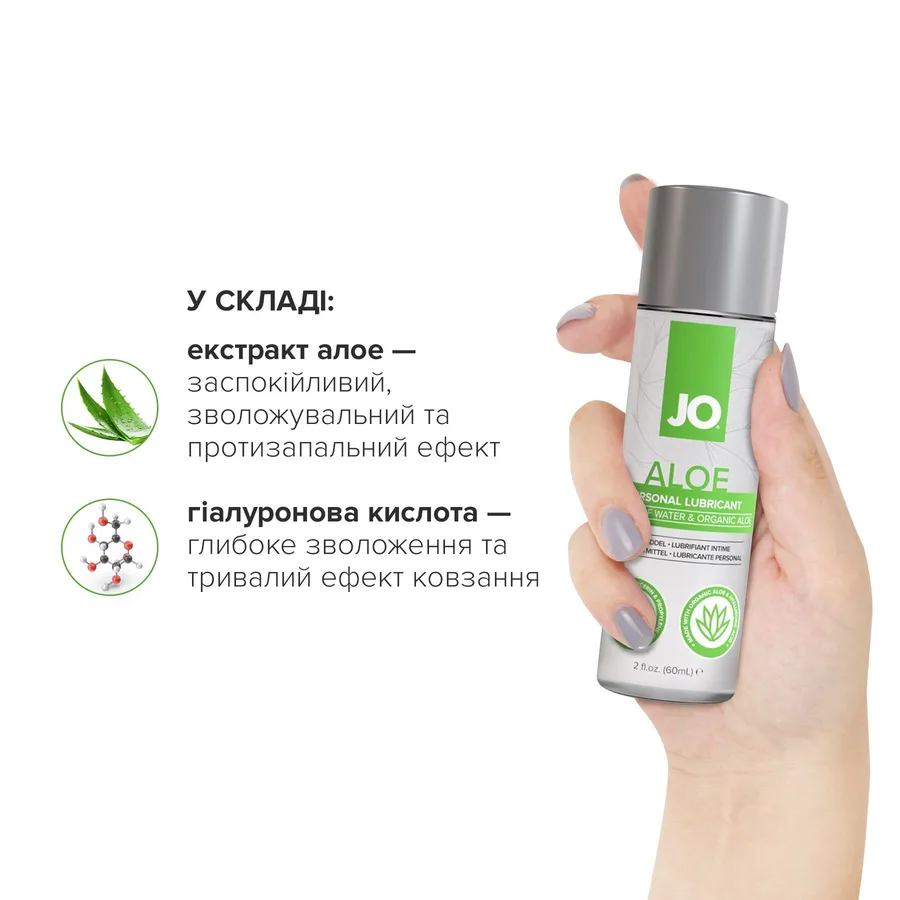 Смазка на водной основе JO H2O Organic Aloe (60 мл), увлажняющий и успокаивающий эффект