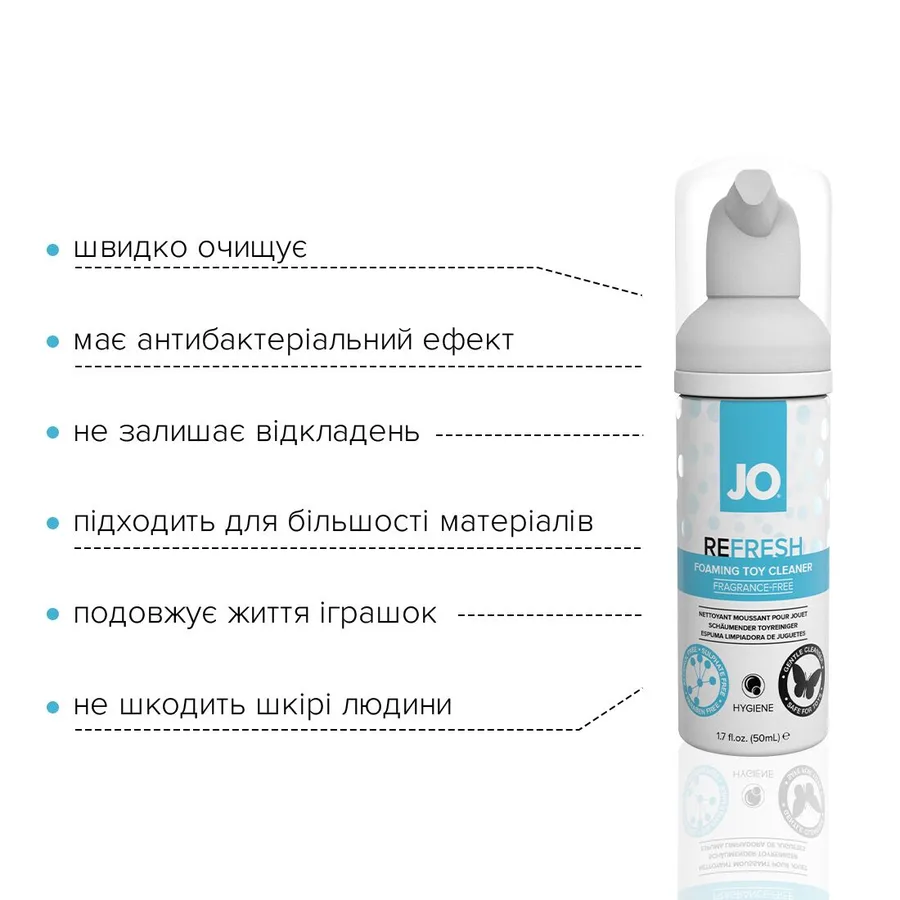 Мягкая пенка для очистки игрушек JO REFRESH (50 мл) дезинфицирующая, проникает глубоко