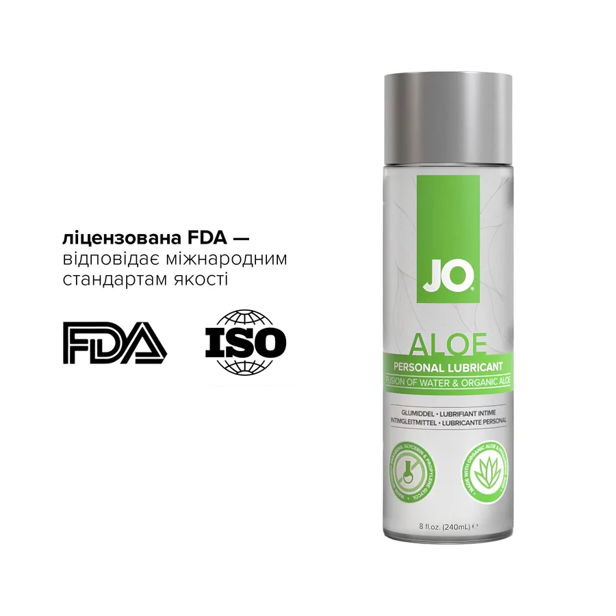 Смазка на водной основе JO H2O Organic Aloe (236 мл), увлажняющий и успокаивающий эффект