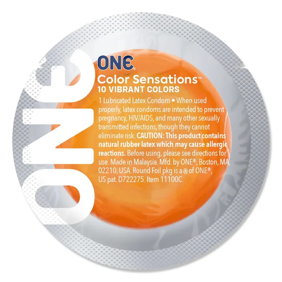 Презерватив ONE Color Sensations ONE trip to cloud nine, 1 шт, помаранчевий, гладенький, зі змазкою