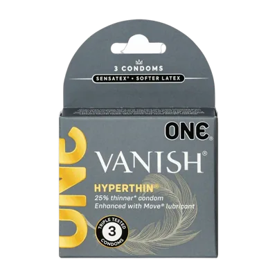 Презервативи ONE Vanish Hyperthin, 3 шт, ультратонкі, зі змазкою, картонне паковання