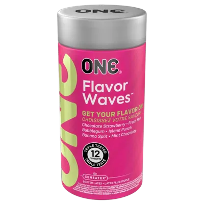 Ароматизовані презервативи ONE FlavorWaves, 12 шт, 6 ароматів, 6 кольорів, подарункове паковання-тубус